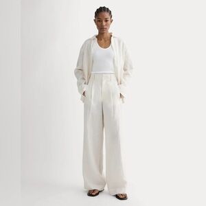 NWOT Everlane The Linen Way High Drape Pant Trouser Off White Size 0